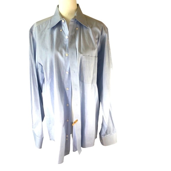 Izod Button Down Light Blue Cotton Dress Shirt Men 15 1/2  34-35 Career - Picture 1 of 6